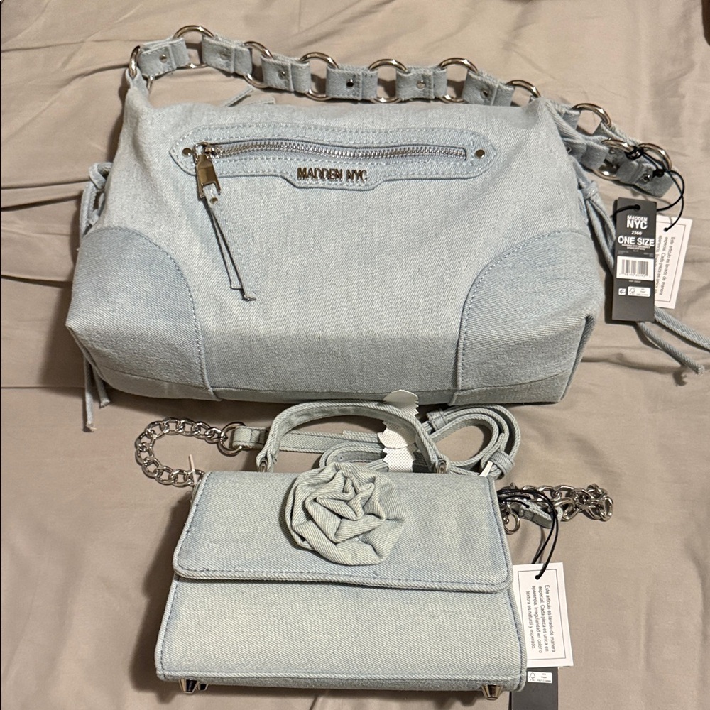 Match NYC Denim Blue Shoulder Bag Set